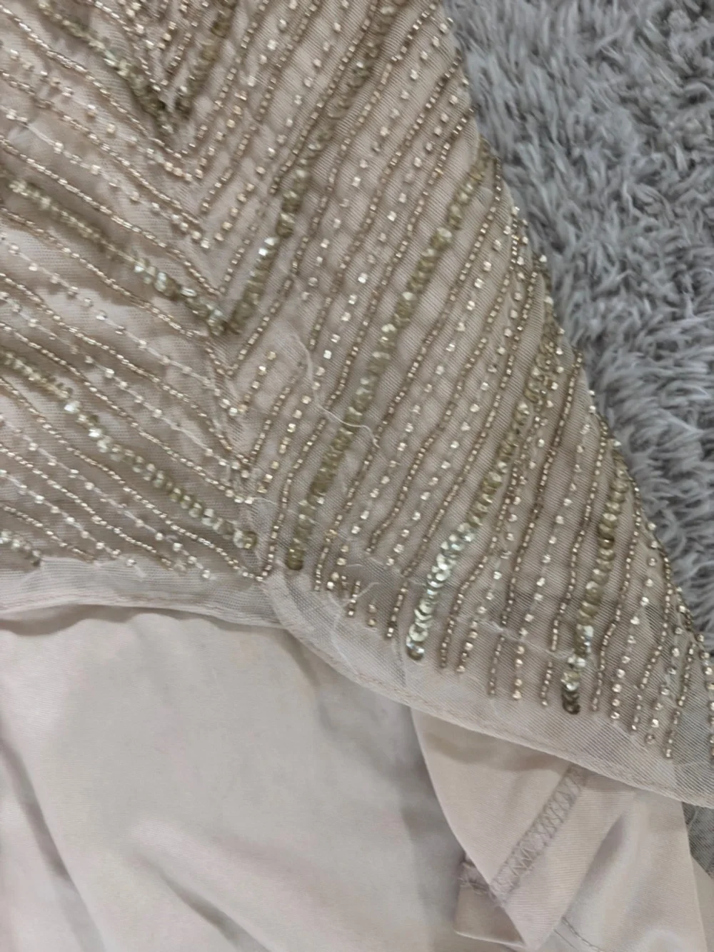 Jovani Gold Embellished one shoulder Evening Maxi Formal Gown with High Slit - Picture 9 of 12